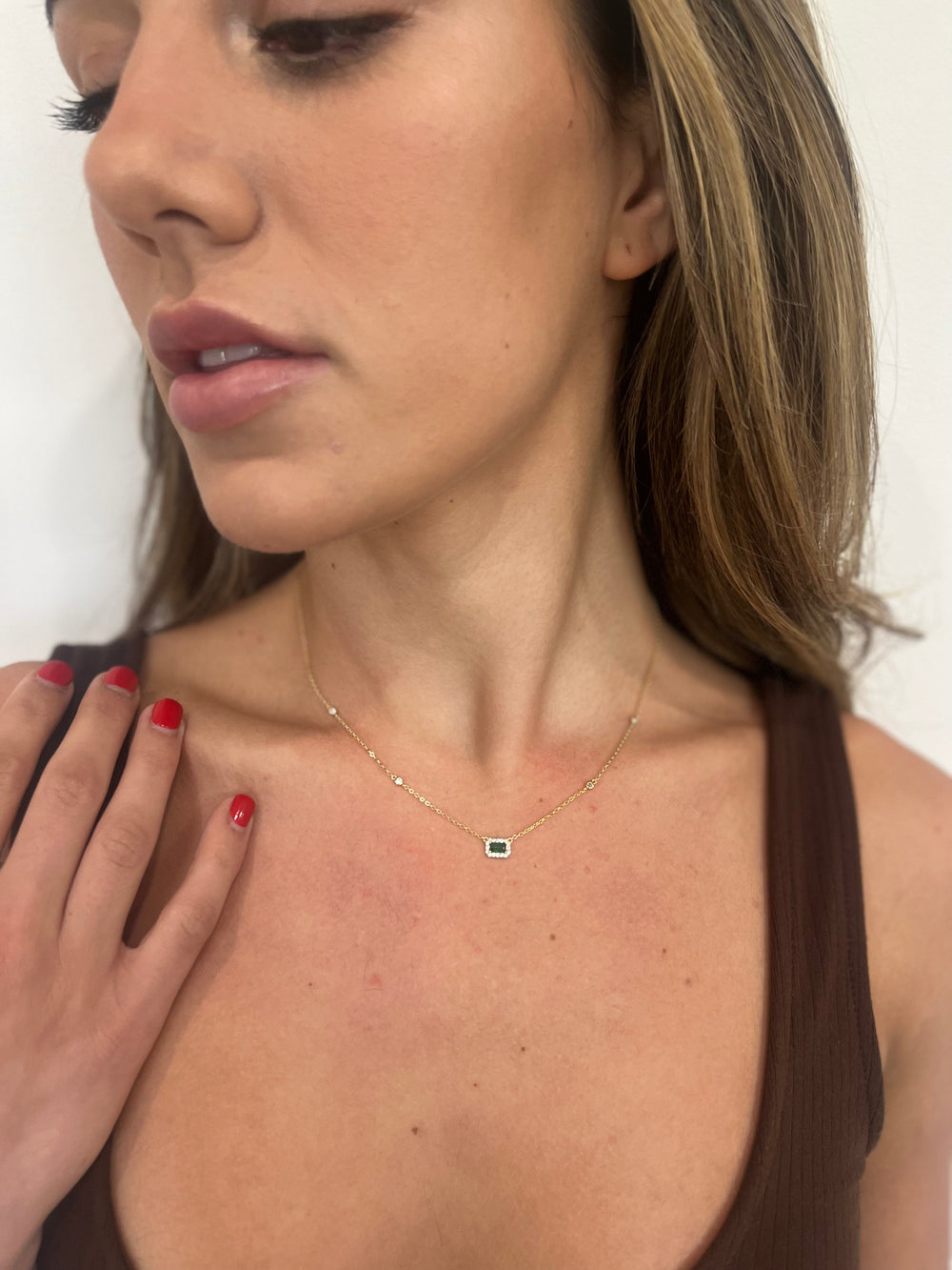 Nora Emerald Necklace from KADOU Boutique