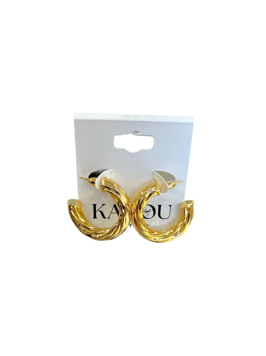 18K Plated Hollow Twist Hoop Earrings