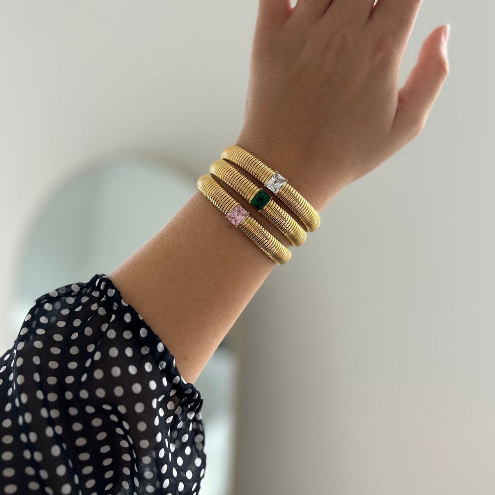 Serenity Pink Cz Gold Bracelet from KADOU Boutique