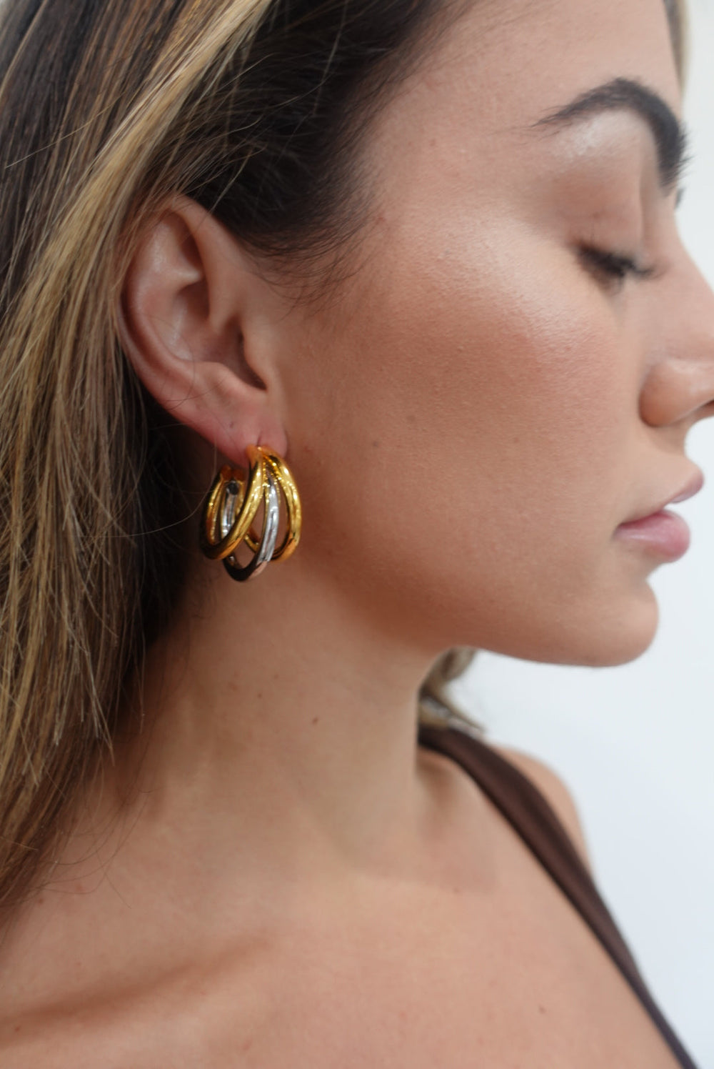 Lexi Tri Hoop - Two Tone from KADOU Boutique
