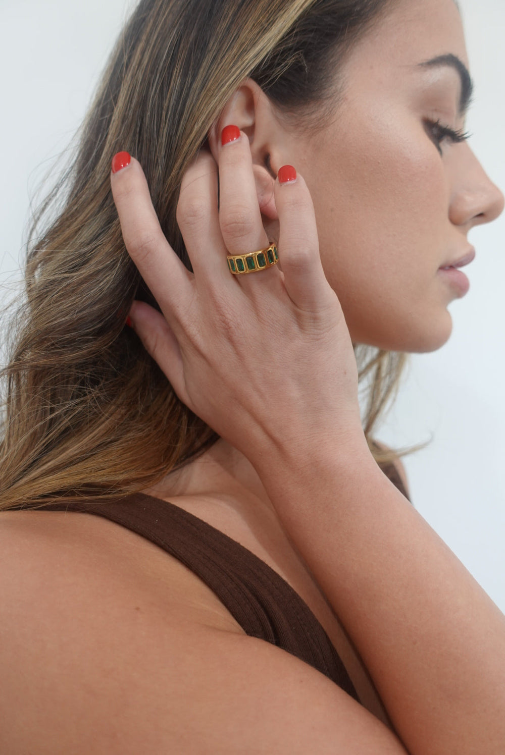 Peyton Emerald Band Ring from KADOU Boutique
