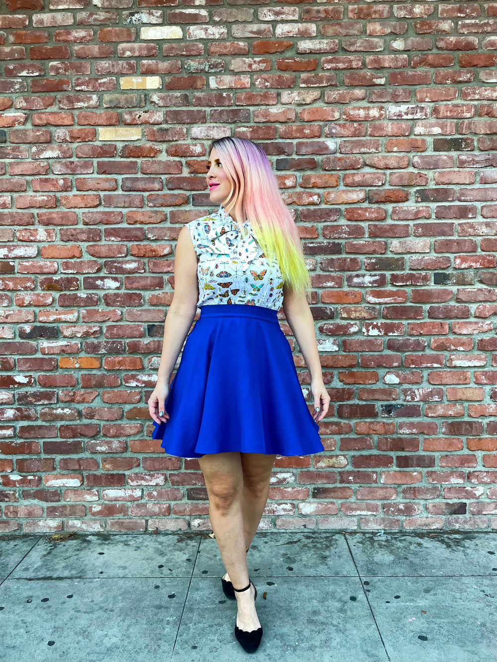 Royal Blue Skater Skirt from KADOU Boutique