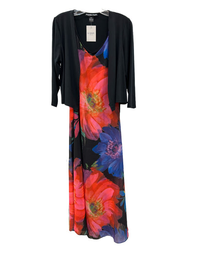 Black Floral Chiffon Maxi Dress