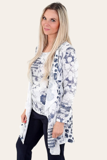 Open Front Floral Cardigan