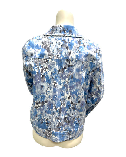 A back view of the Floral Jeans Jacket.