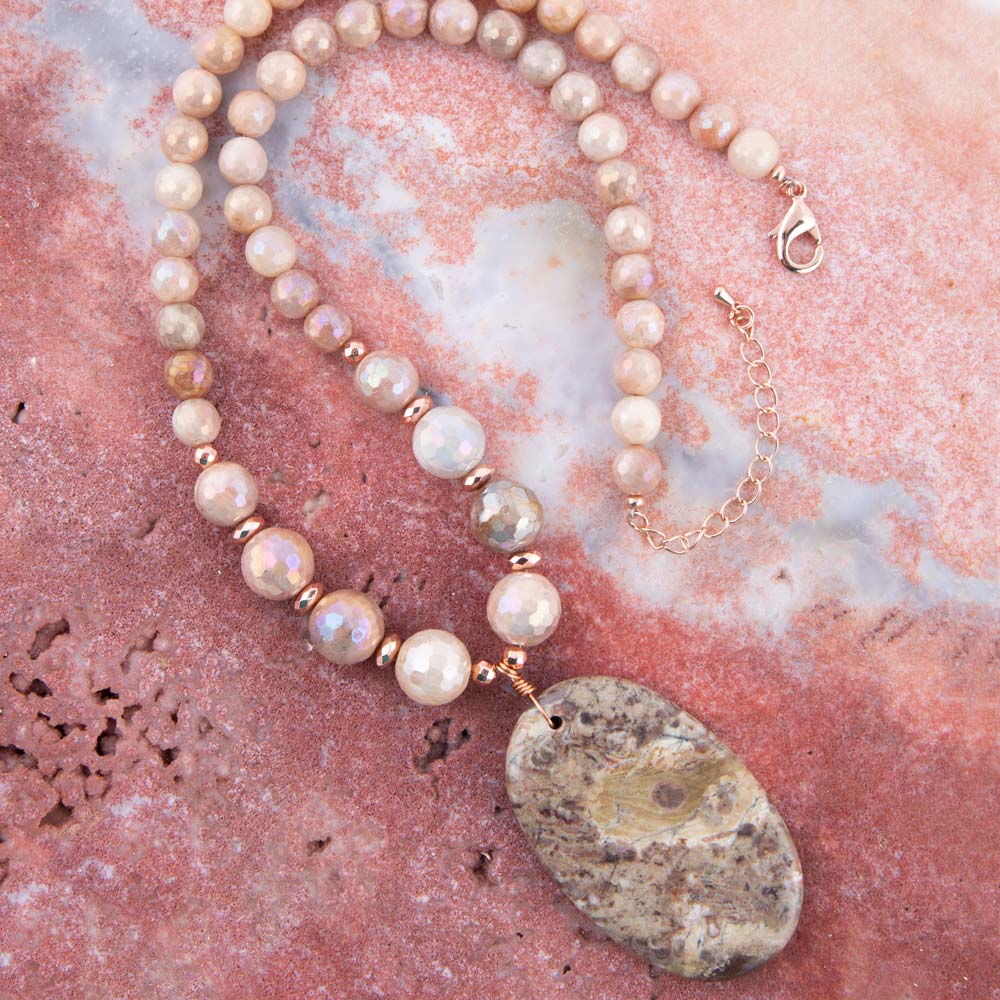 Jasper Slab in Pink Necklace from KADOU Boutique