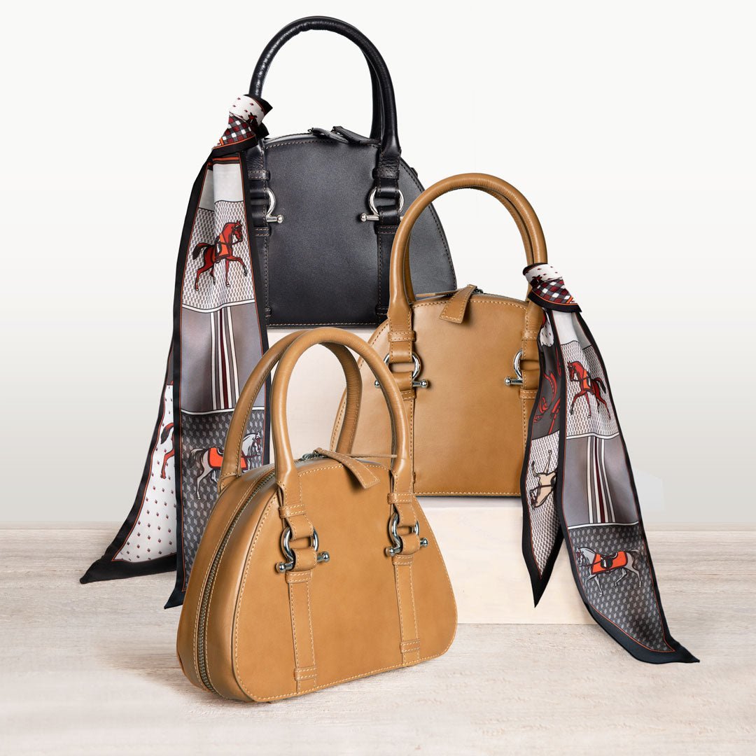 Kella - Horse Bit Vanity Luxury Leather handbag in Black