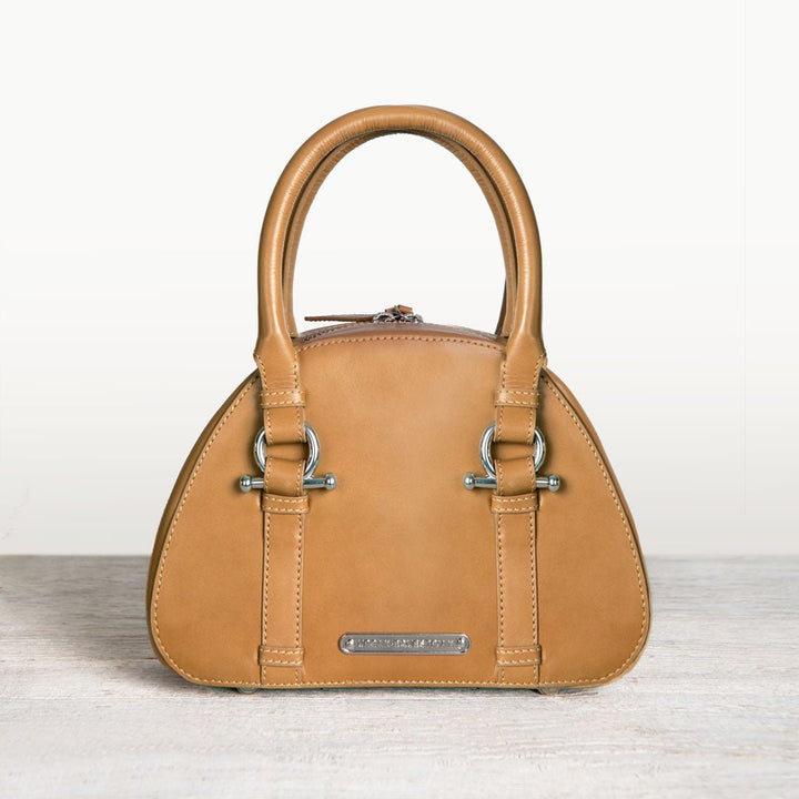 Kella - Horse Bit Vanity Luxury Leather handbag in Caramel
