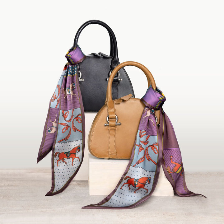 Kella - Horse Bit Vanity Luxury Leather handbag in Caramel