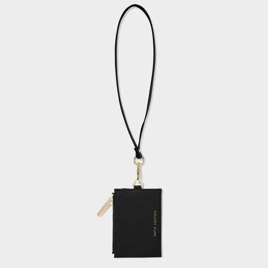 The Ashley Cardholder with Strap  in Black. Available at Kadou Boutique.