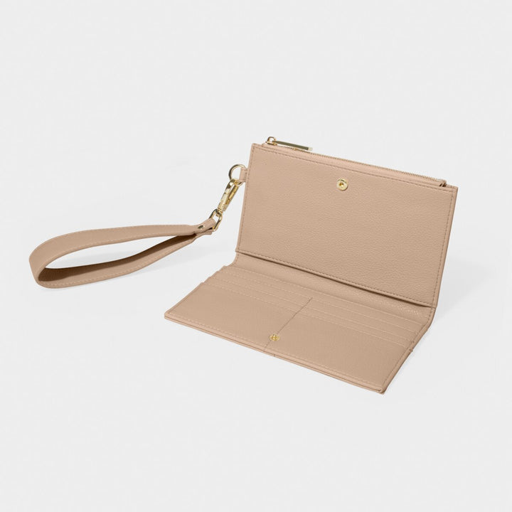 Showing the Zana Fold Out Wristlet Wallet while open.
