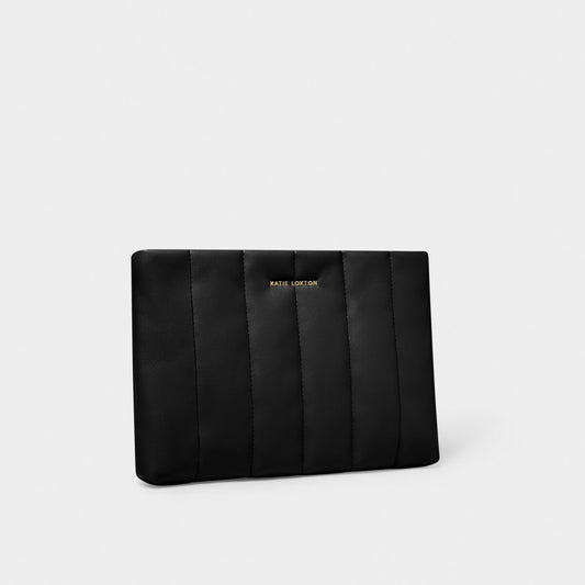 Kendra Quilted Clutch in Black is available at Kadou Boutique.