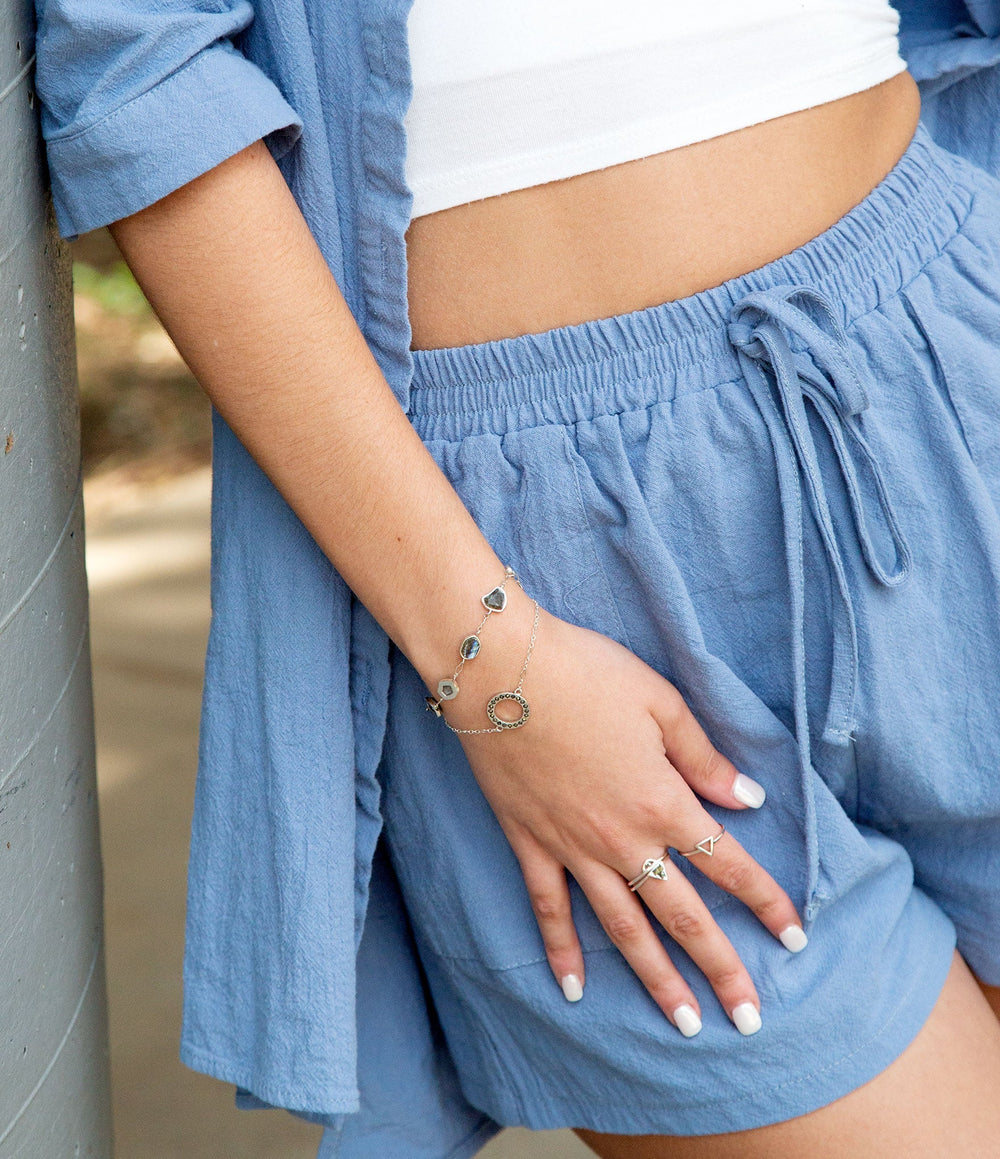Labradorite and Sterling Silver Line Bracelet from KADOU Boutique