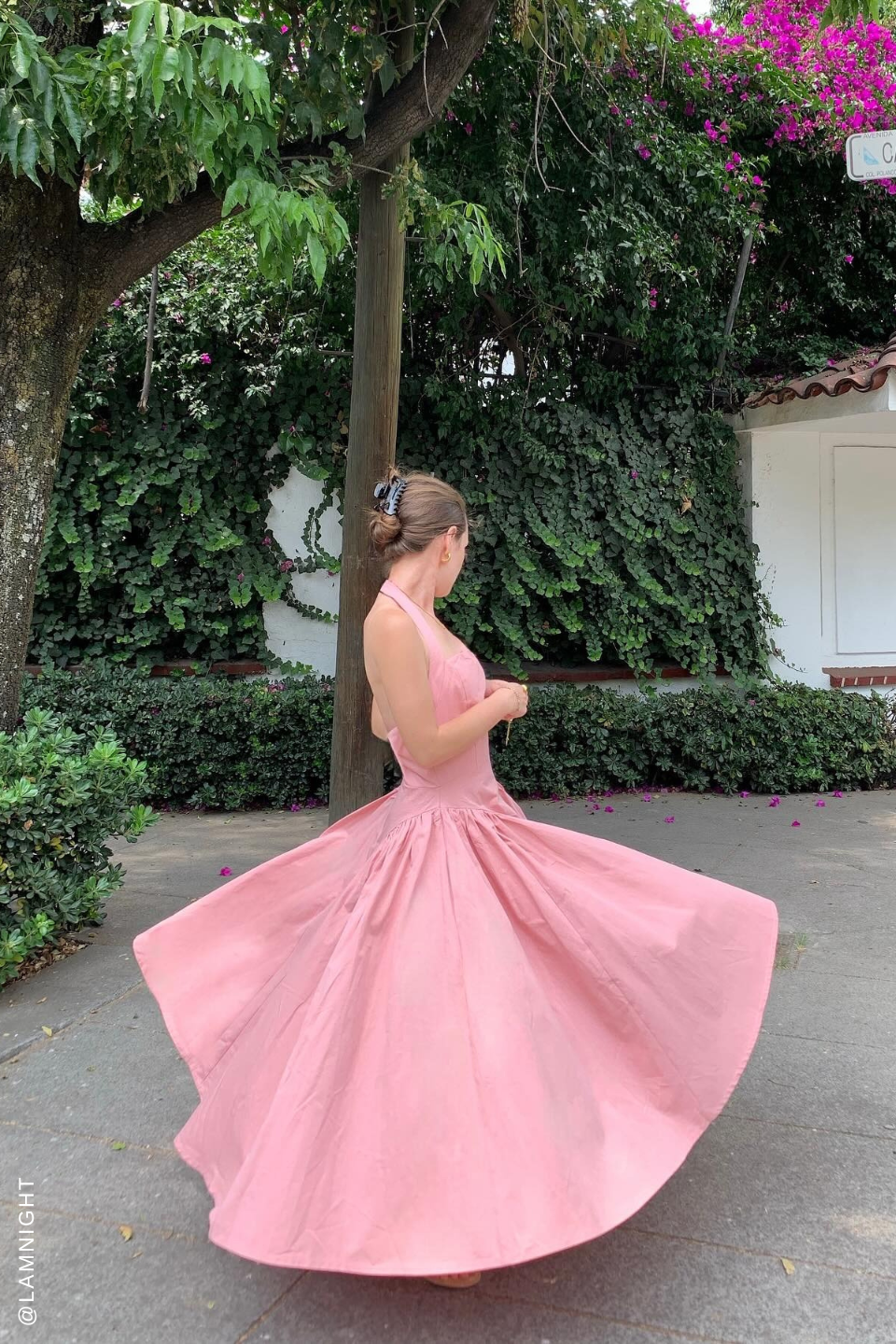 Caught in the Rain Pink Woven Midi Dress from KADOU Boutique
