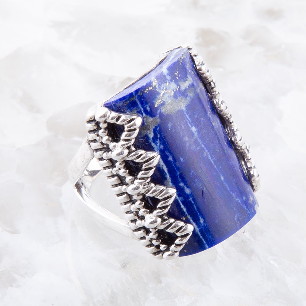 Blue Lapis Slice and Sterling Silver Ring from KADOU Boutique