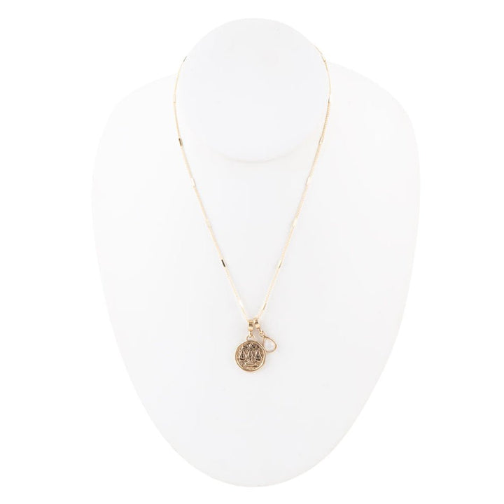 Libra - Zodiac White Moonstone Golden Charm Necklace