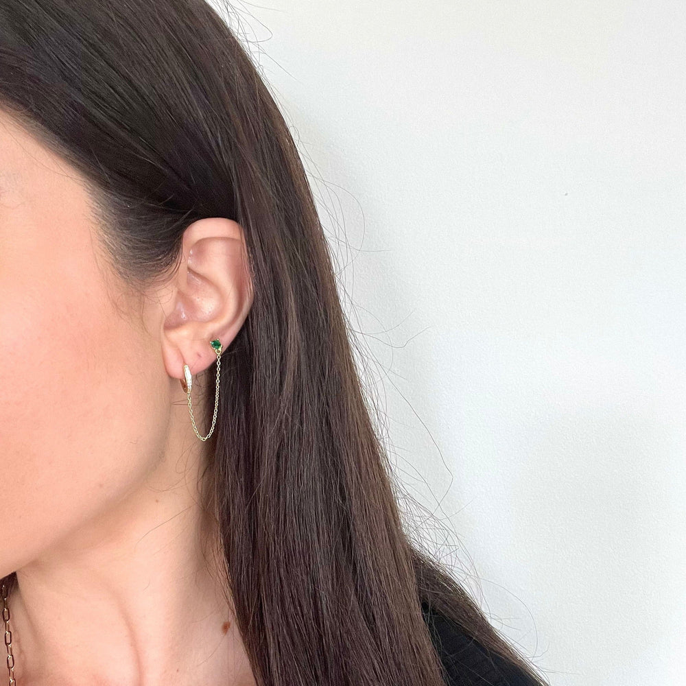 Lilou Emerald Chain Drop Earring from KADOU Boutique