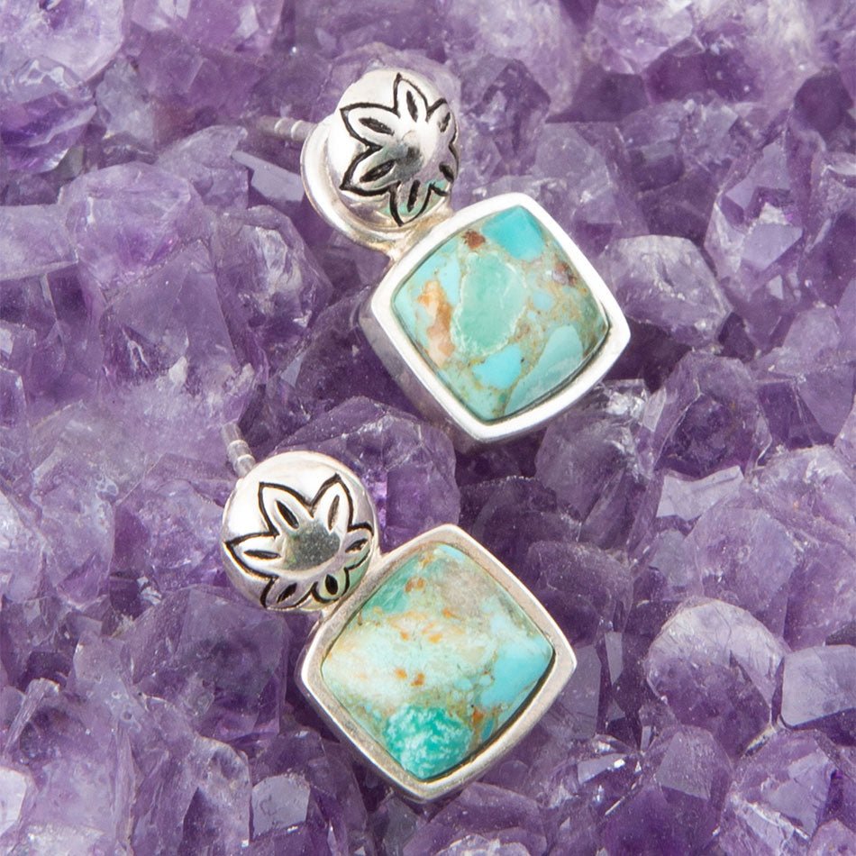 Little Bits turquoise sterling silver post earrings
