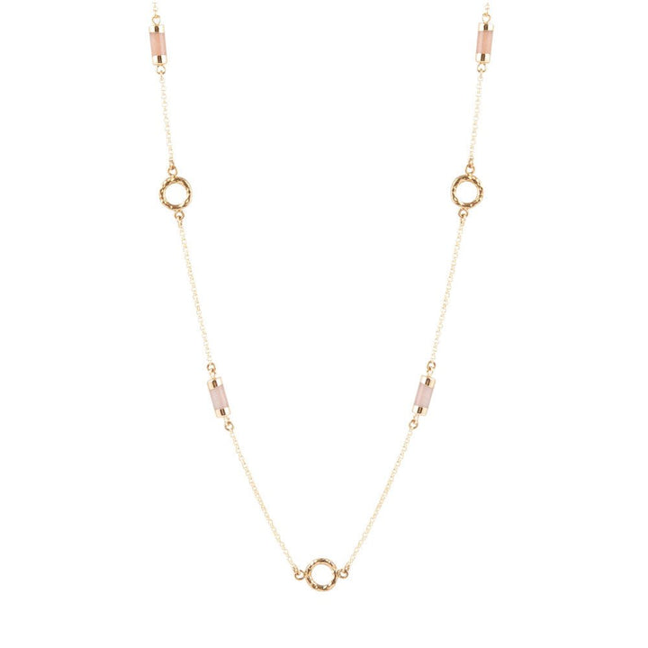 Long Delicate Orange Moonstone and Bronze Necklace