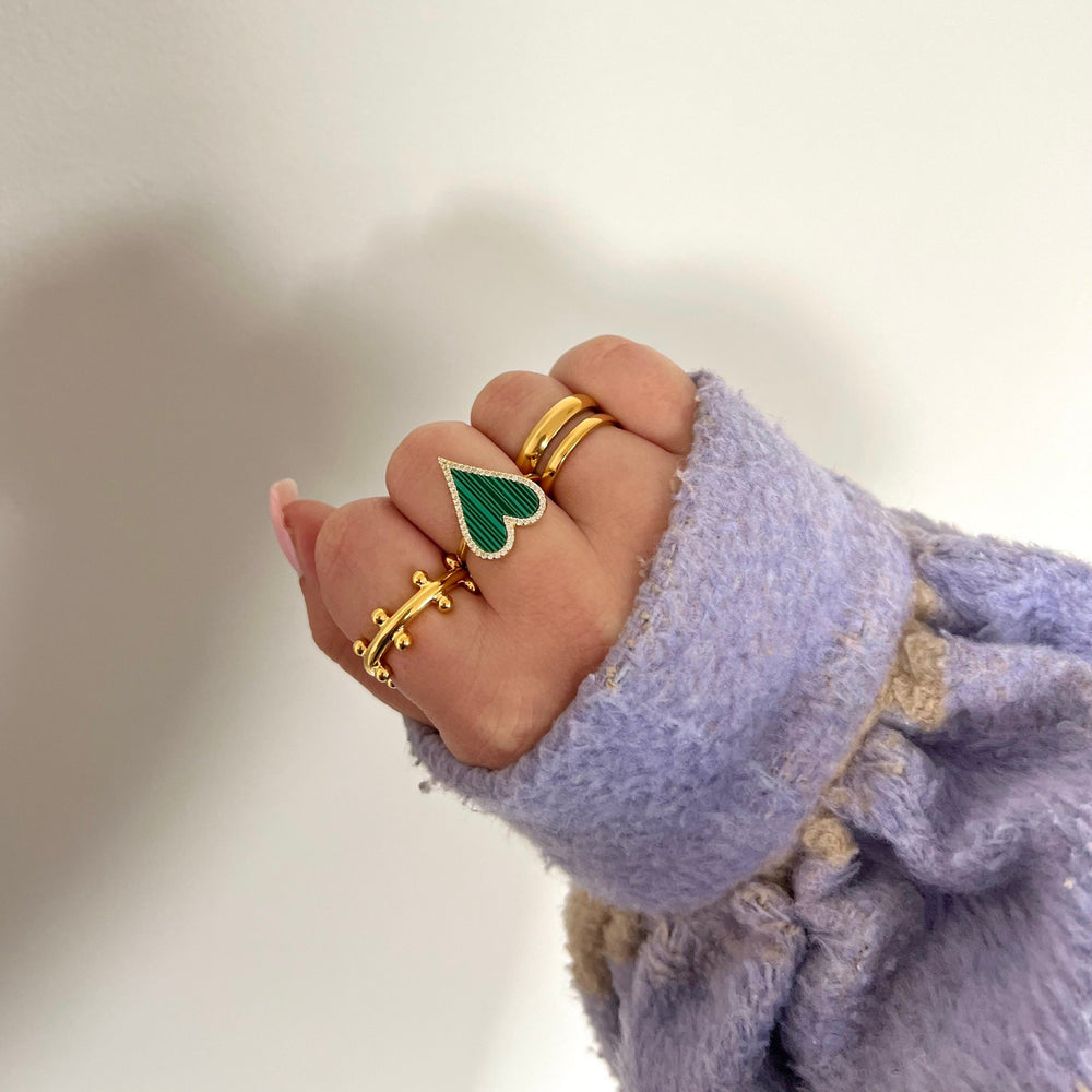 Lucy Emerald Heart Ring from KADOU Boutique