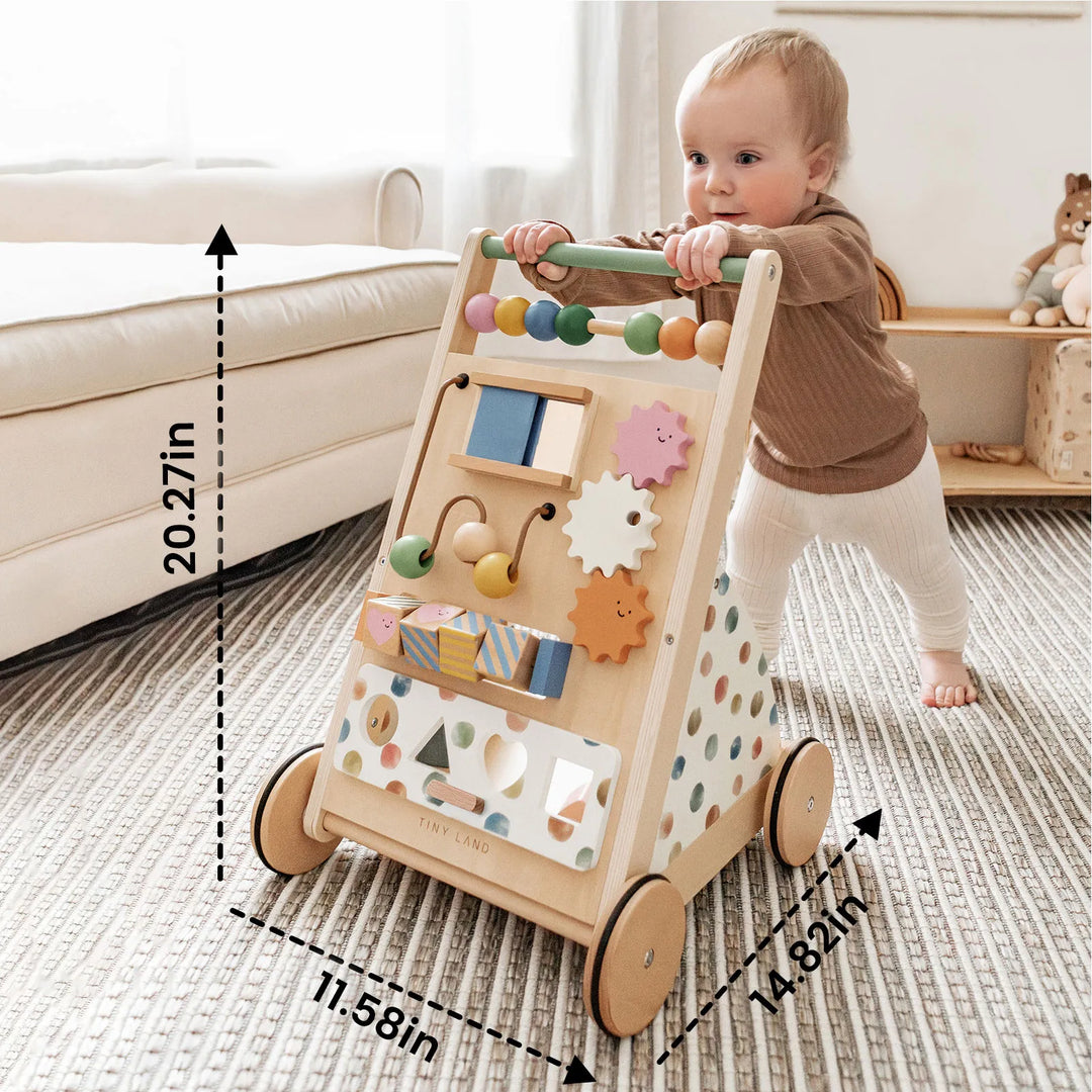 Tiny Land® Versatile Natural Wooden Baby Walker