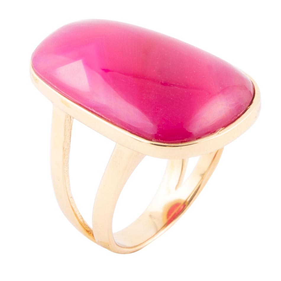Madeleine Pink Agate Golden Ring from KADOU Boutique