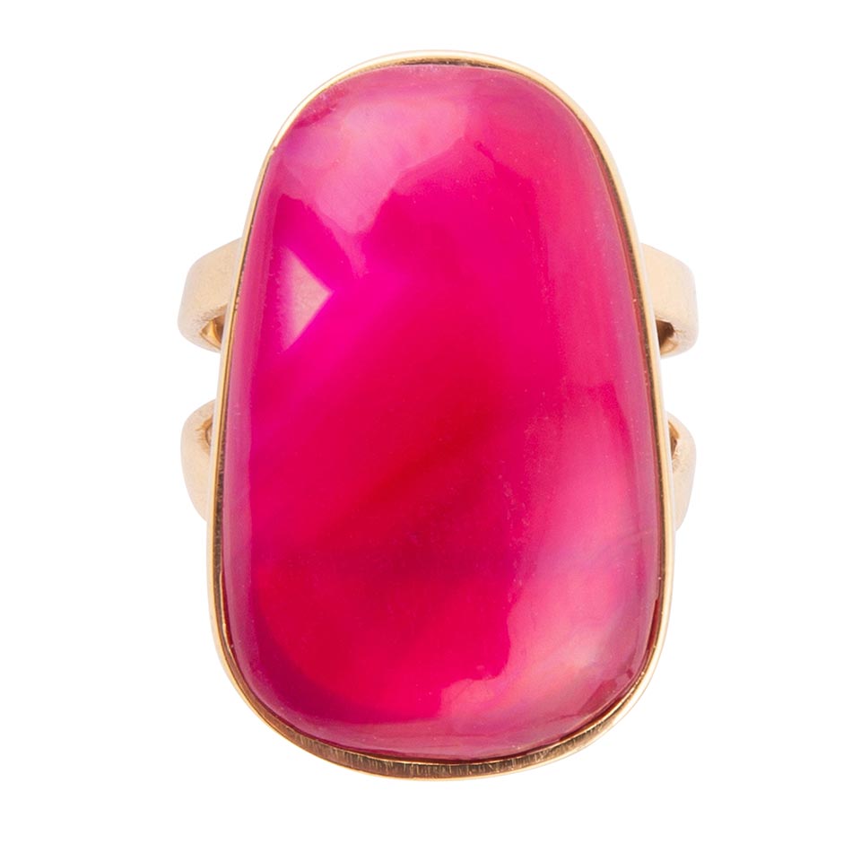 Madeleine Pink Agate Golden Ring from KADOU Boutique