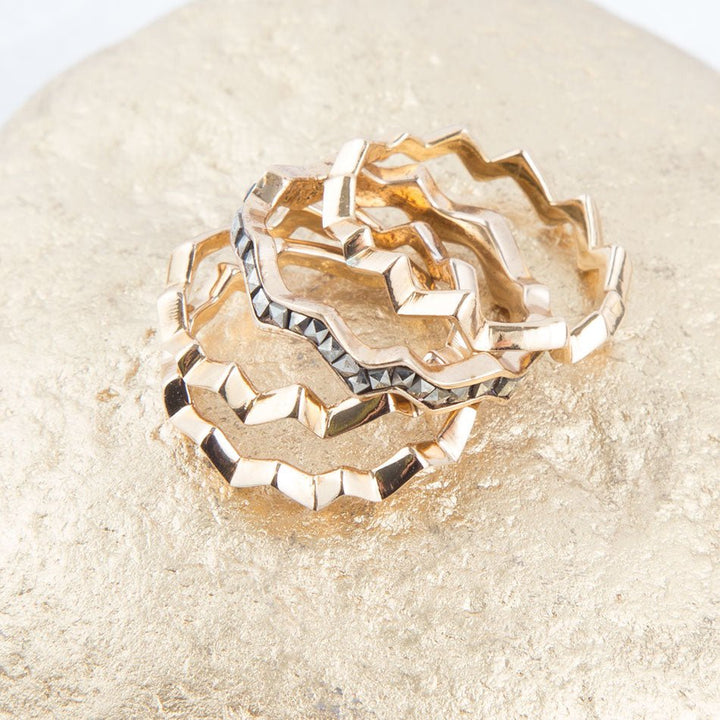Marcasite and Bronze Stack Ring Set