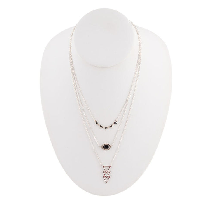 Marcasite and Onyx Sterling Silver Layered Necklace