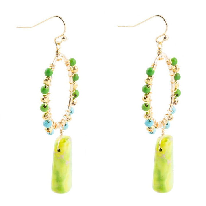 Margarita Green Jasper Golden Drop Earrings