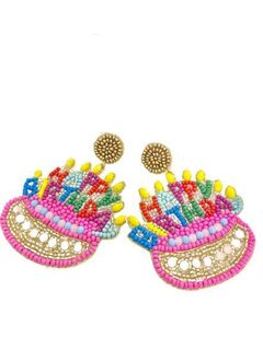 Happy Birthday Beaded Earrings