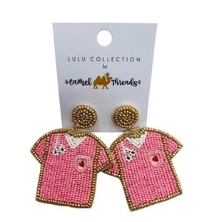 Pink Nurse Scrubs Beaded Earrings