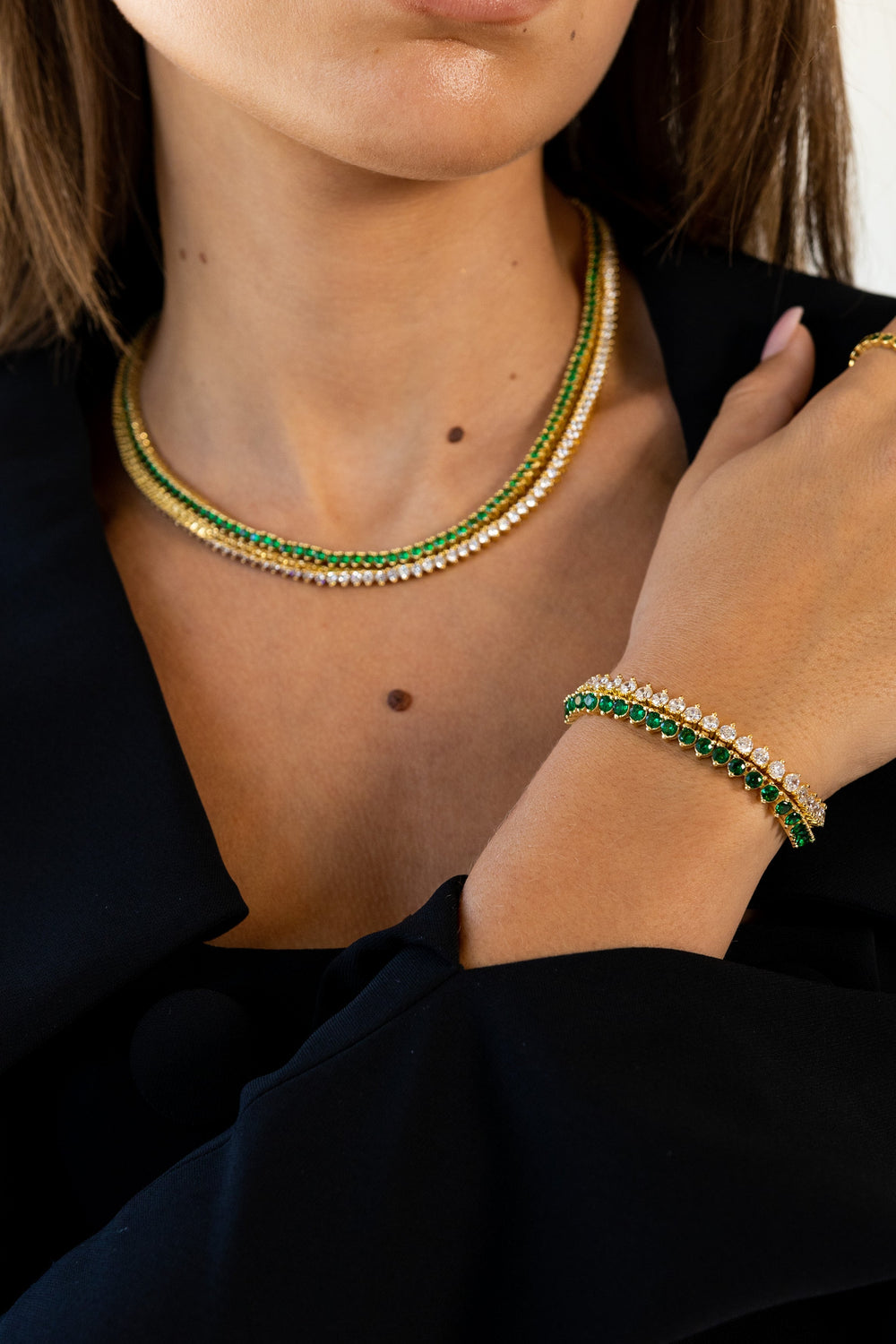 Melinda Tennis Necklace - Emerald from KADOU Boutique
