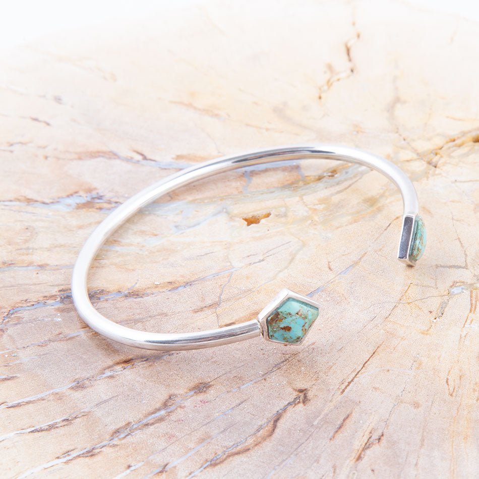 Mirror Image Blue Turquoise and Sterling Silver Cuff Bracelet from KADOU Boutique