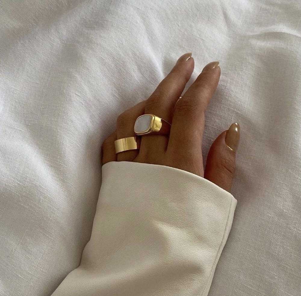 Mother of Pearl Signet Ring from KADOU Boutique