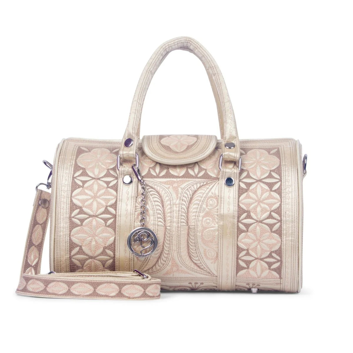 Nano Handbag - Mutiara in Beige color front view.