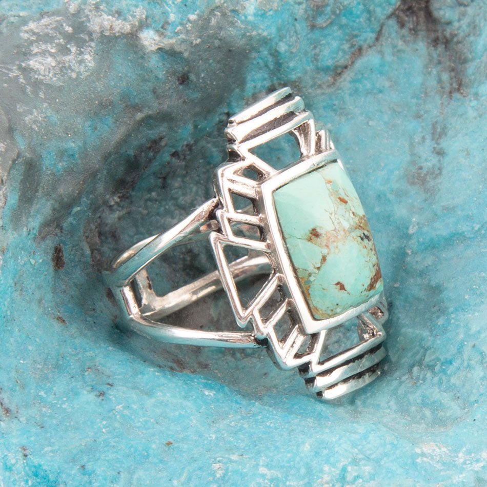 Native Sky Blue Turquoise and Sterling Silver Ring from KADOU Boutique