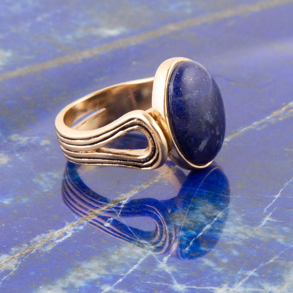 Nova Blue Lapis and Golden Bronze Oval Ring from KADOU Boutique