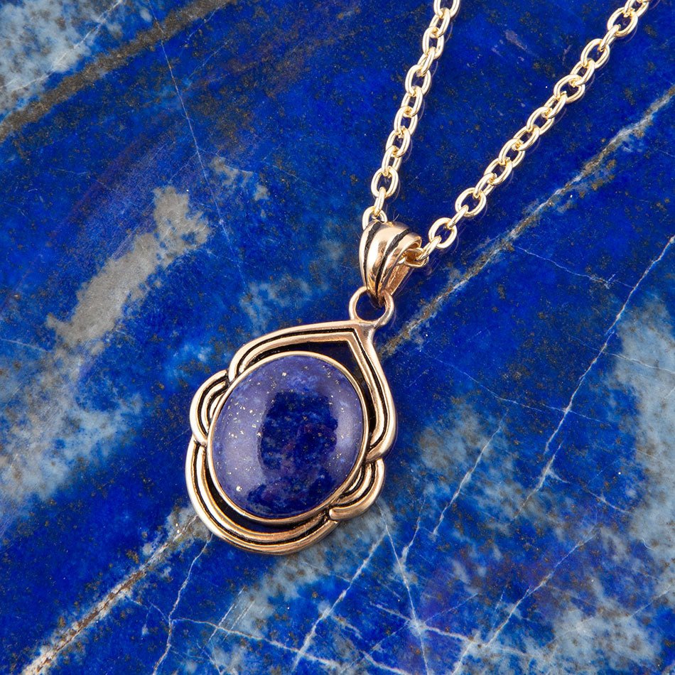 Nova Blue Lapis Pendant and Golden Necklace from KADOU Boutique