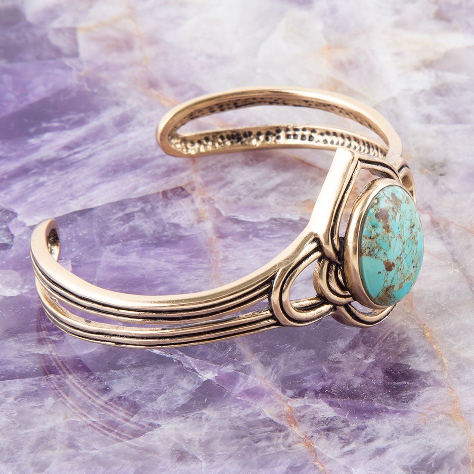 Nova Turquoise and Bronze Cuff Bracelet from KADOU Boutique
