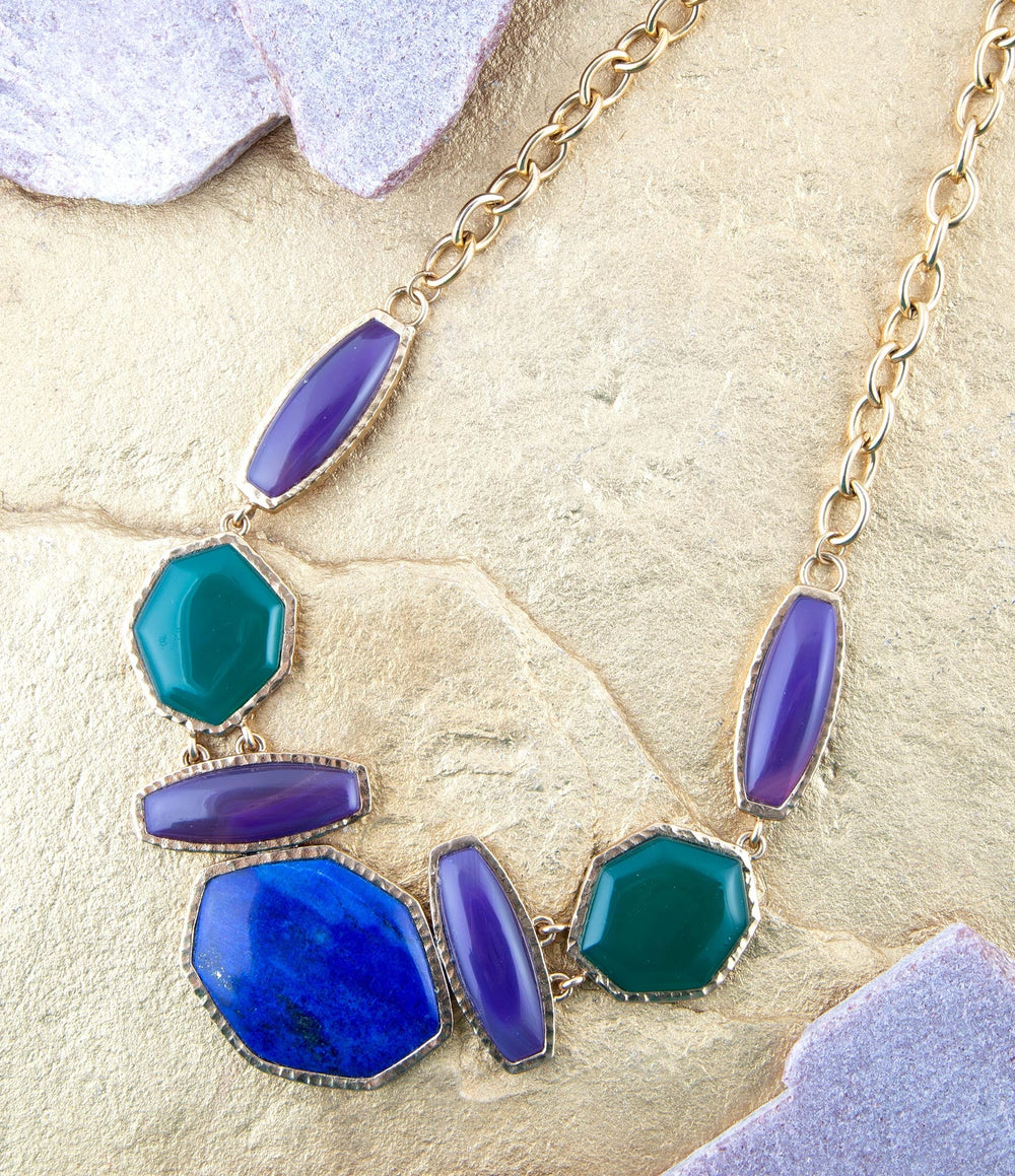 Odyssey Lapis Multi Stone Statement Necklace from KADOU Boutique