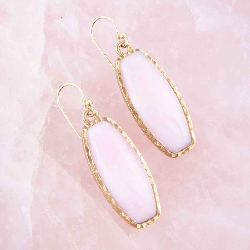 Odyssey Long Pink Opal and Bronze Earrings from KADOU Boutique
