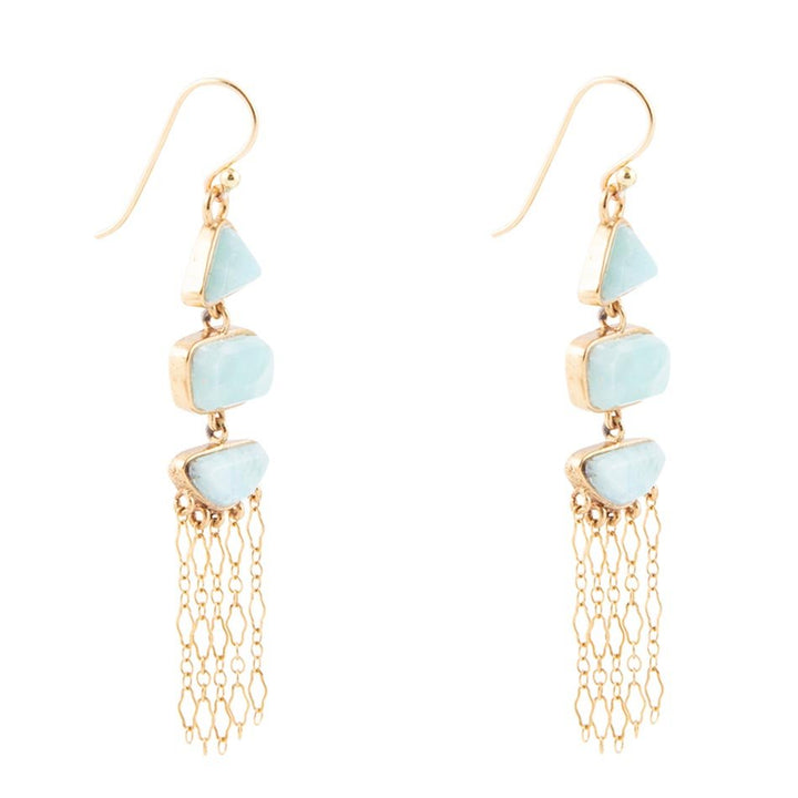 Ohana Blue Larimar Golden Chandelier Drop Earrings