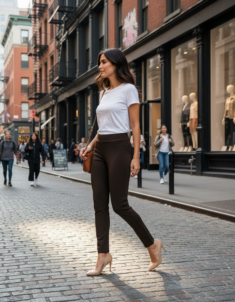 Krazy Larry P21 Microfiber Straight Leg Pant - Brown from KADOU Boutique
