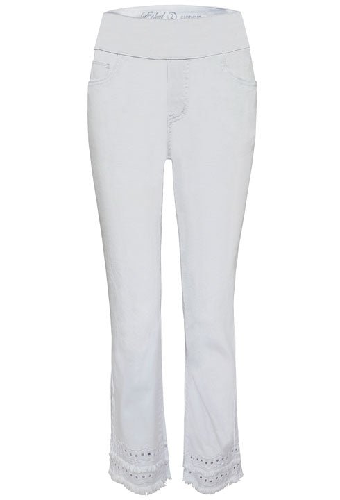 White Pull-On Ankle Pants