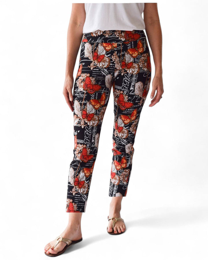 Krazy Larry P507 Pull on Pant - Black French Butterfly