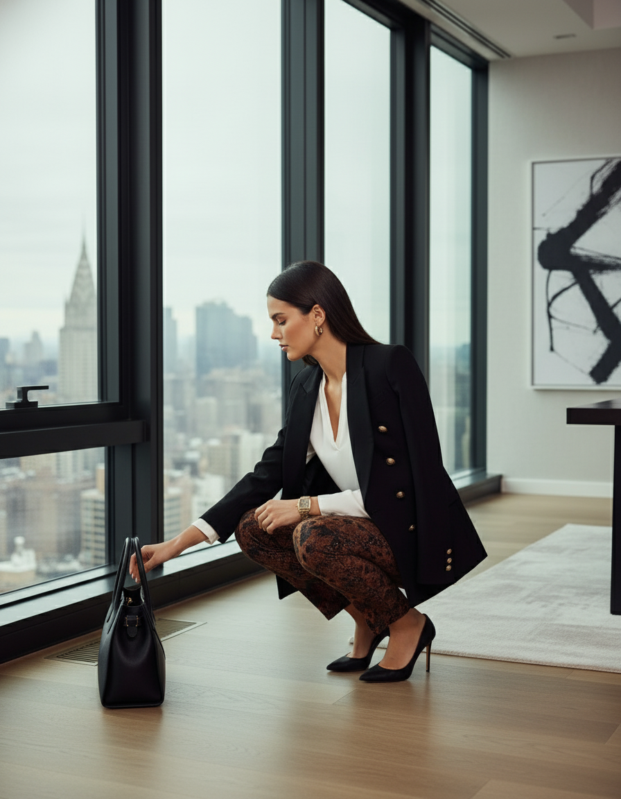 Krazy Larry P507 Pull on Pant - Brown Python