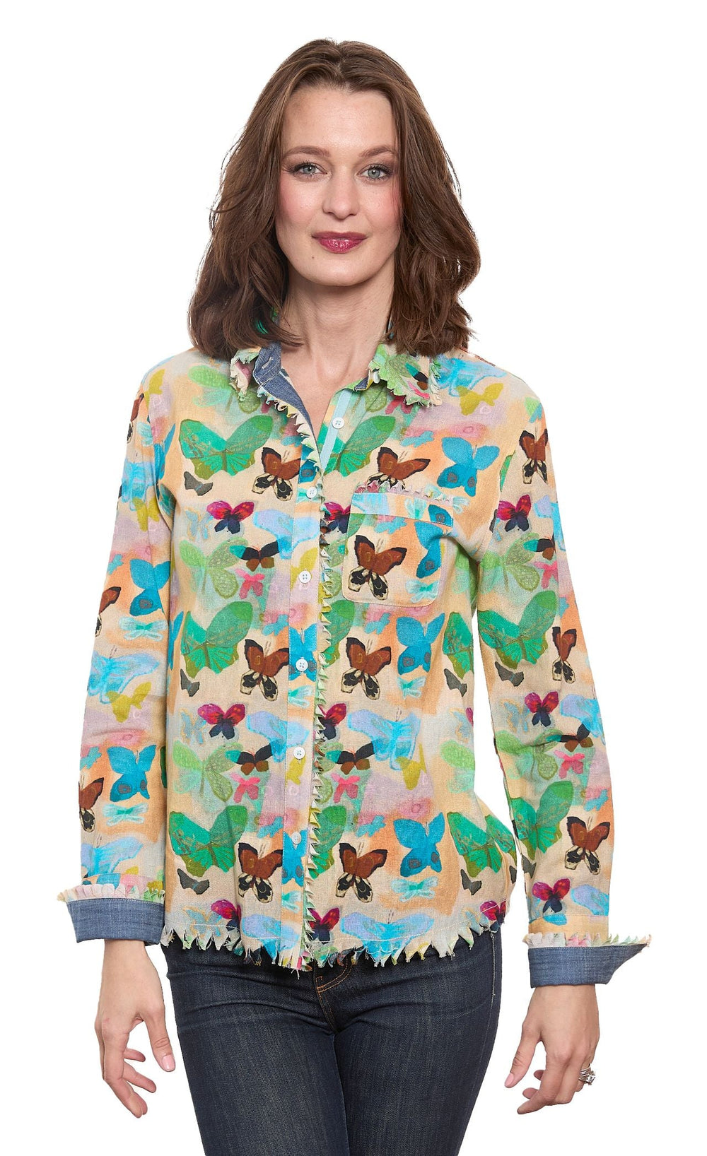 Cape Cod Top with Neutral Ground Butterflies from KADOU Boutique