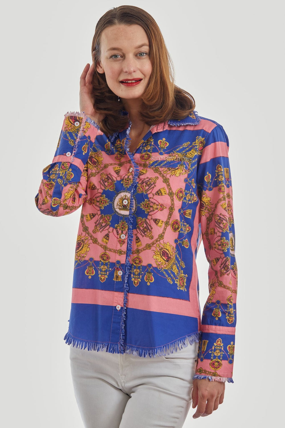 Cape Cod Tunic Navy Pink with Gold Engineered from KADOU Boutique