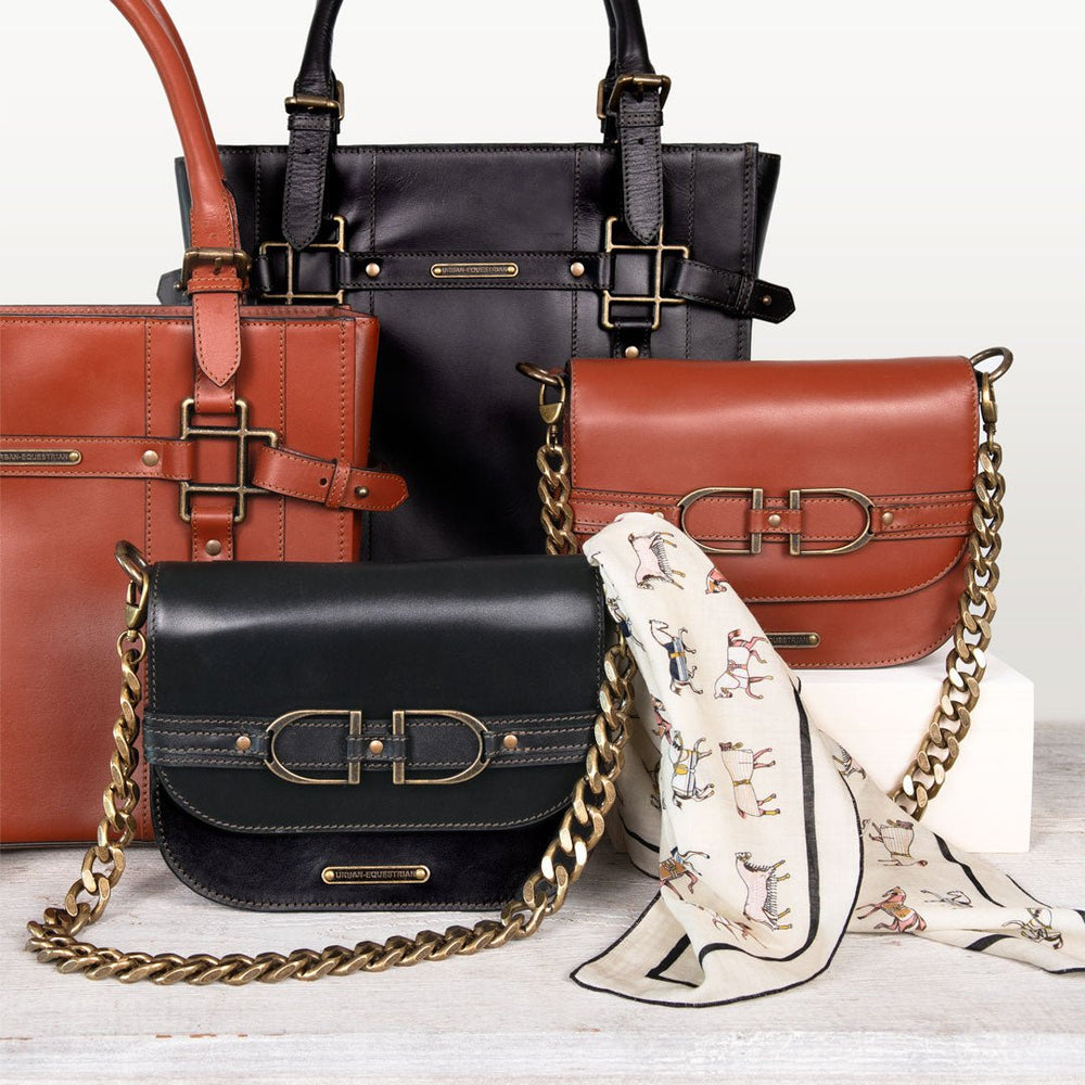 Paddock - Halter Tote Luxury Leather Handbag in Black from KADOU Boutique